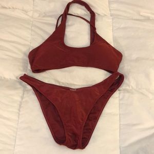 Forever 21 burgundy bikini size xl